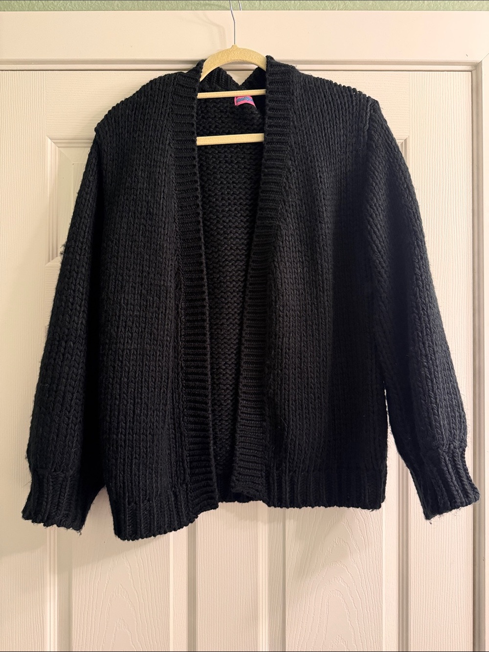 Edikted Black Open-Front Chunky Knit Cardigan